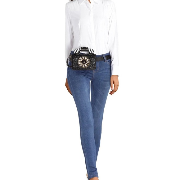 Rare! Betsey Johnson Pocket Dial Phone Belt Bag - Black - - Picture 8 of 10